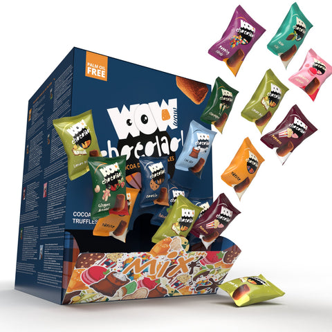 Individually wrapped truffles - Dispenser box 500g - WOW Chocolao!