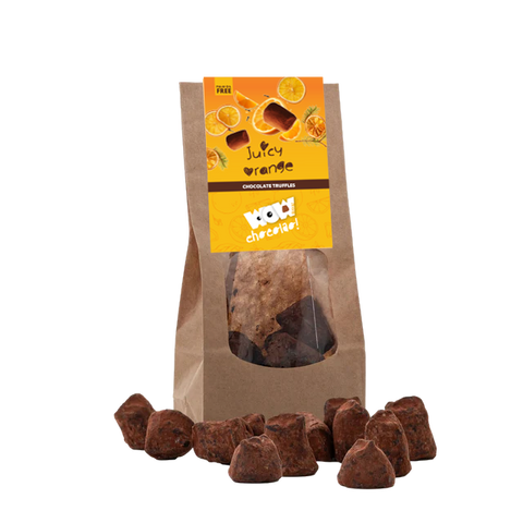Sappige Sinaasappel chocoladetruffels - Biologisch afbreekbare zak 130g