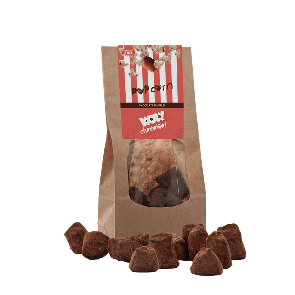 Popcorn-Schokoladentrüffel – Biologisch abbaubare Tüte 130g