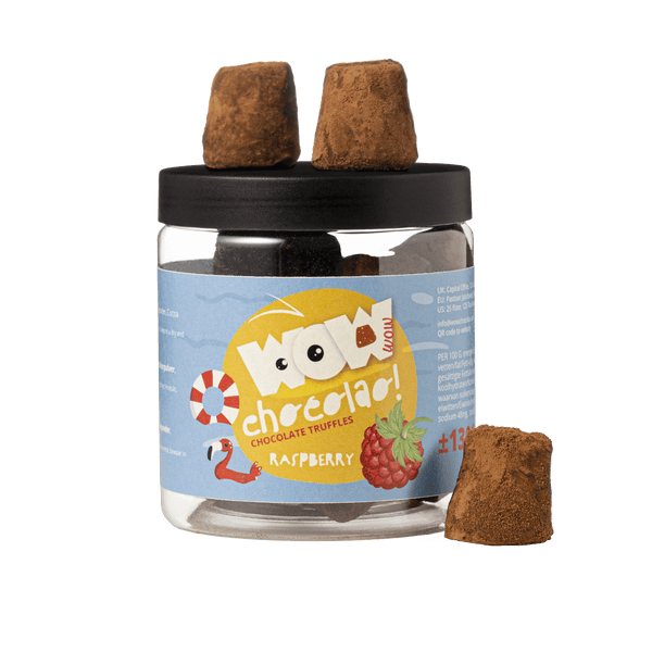 Tarro de regalo de trufas de verano con frambuesa 130g | Chocolate afrutado de verano
