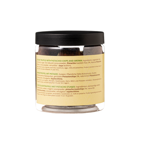 Pistacie-chokoladetrøfler – 130 g gaveglas