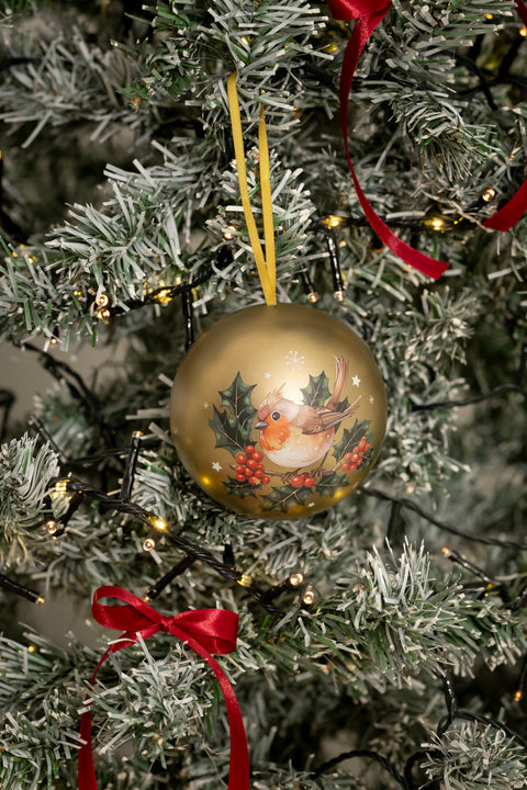 Weihnachtskugel „Goldkehlchen“ gefüllt mit knusprigen Trüffel-Pops 100g