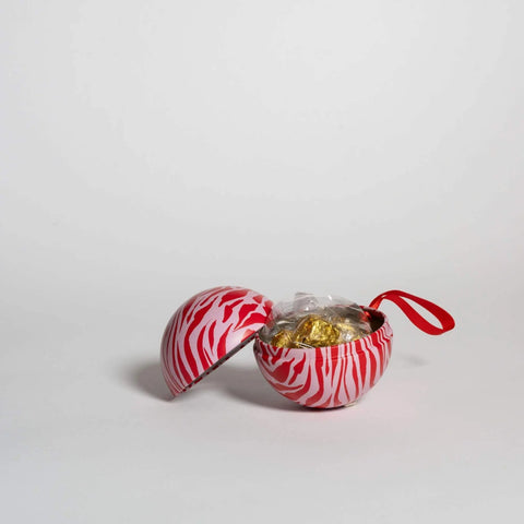 Gåva Eco-friendly Christmas Bauble - 50g chocolate truffles - Metal - Julia - WOW Chocolao!