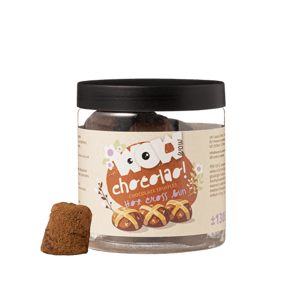 Trufas de chocolate de panecillo de cruz caliente - Pascua - Tarro de regalo 130g