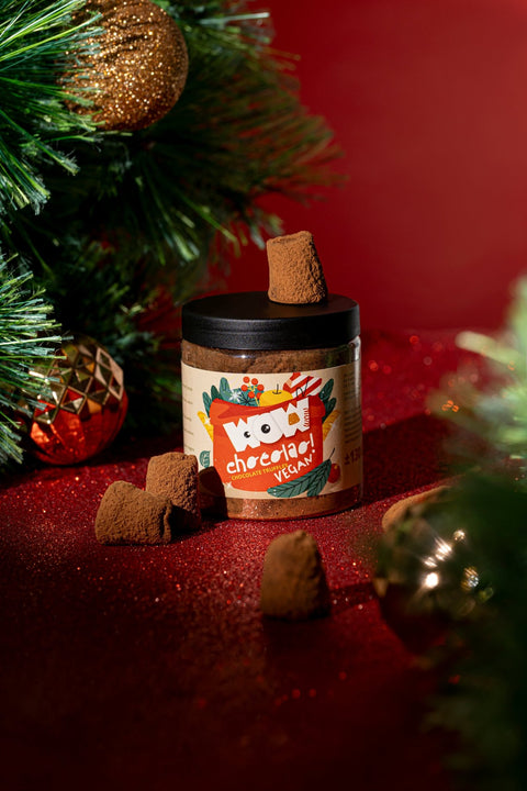 Vegan Christmas Truffles Gift Jar 130g | Dairy-Free Holiday Chocolate - WOW Chocolao!