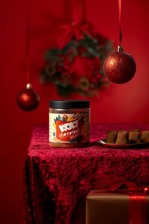 Vegan Christmas Truffles Gift Jar 130g | Dairy-Free Holiday Chocolate - WOW Chocolao!