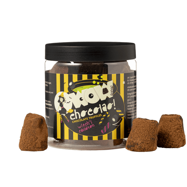 Tarro de regalo de trufas de chocolate caldero de bruja 130g | Chocolate de Halloween